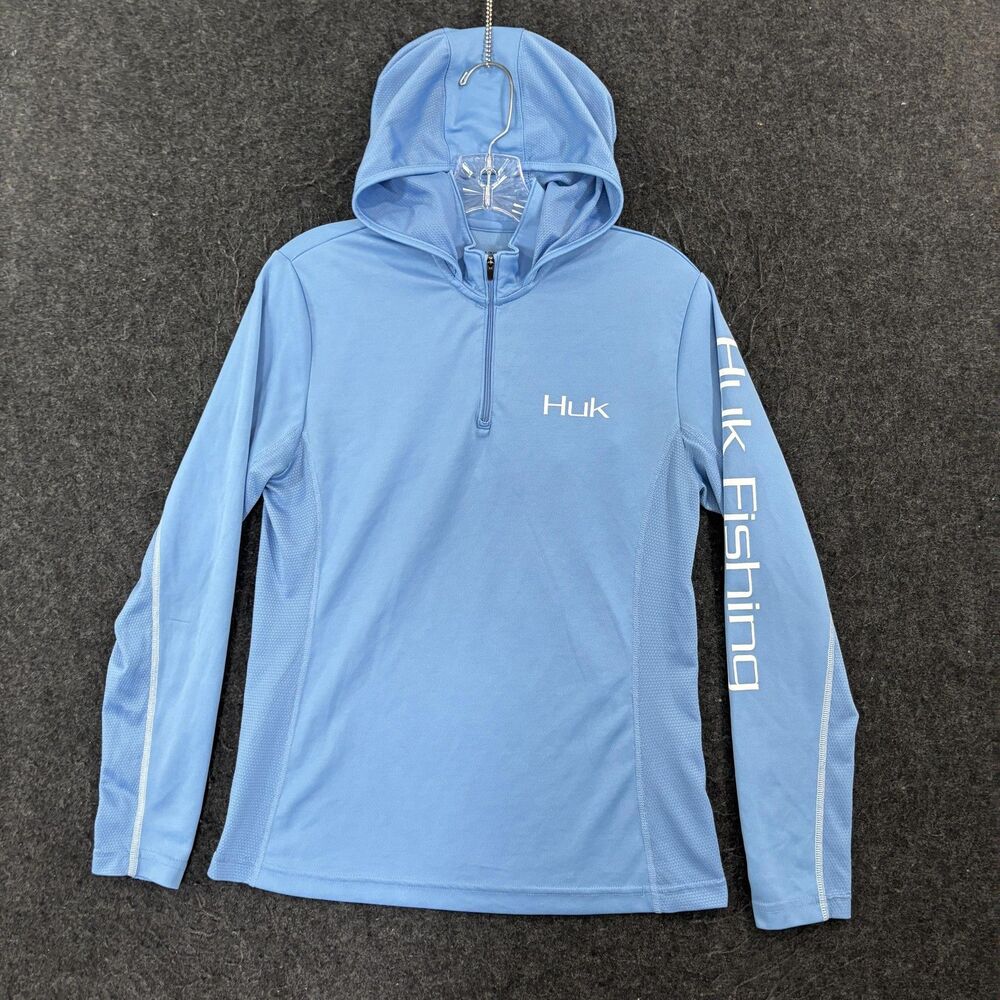 Huk Icon X Hoodie Shirt Women's Medium Blue Performance 1/4 Zip Pullover